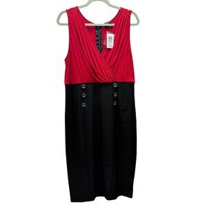 Retro Chic by Torrid Dress Size 1X Red Black Anchor Button Shift Nautical NWT